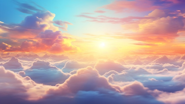 heaven sunset over the clouds