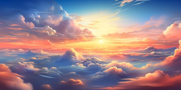 heaven sunset over the clouds