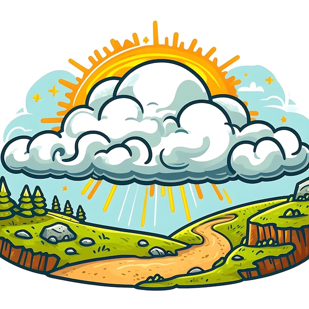 Heavenly Cloudscape CartoonStyle Illustration