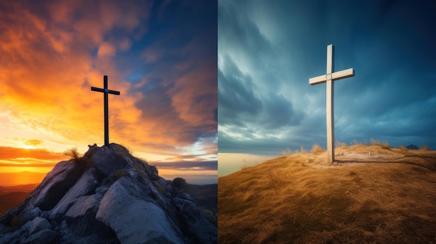 Heavenly Cross Against a Blue Sky