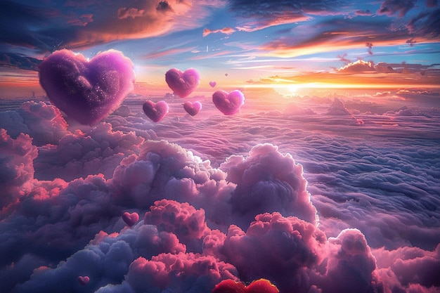 Photo heavenly harmony hearts in the clouds