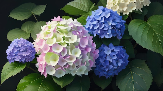 天空のアジサイブーケ 満開の精緻な花の芸術