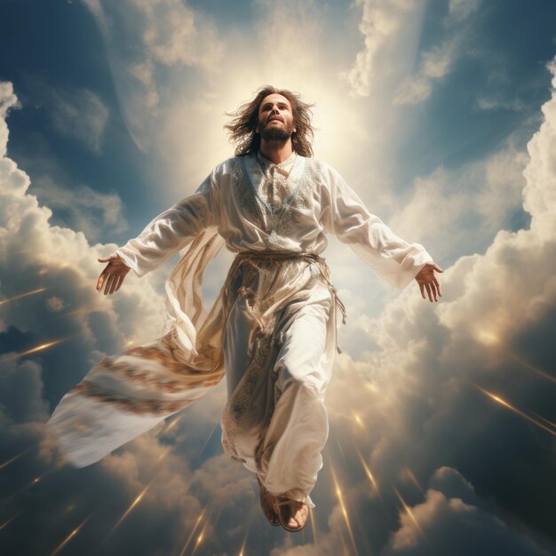 Heavenly Journey Witnessing Jesus Christ Ascending to the Divine Realm