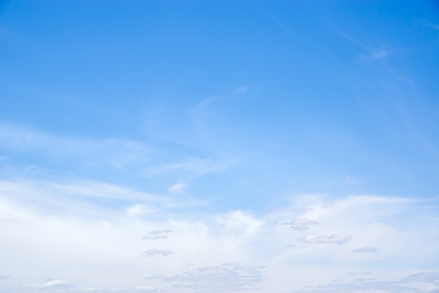 Heavenly landscape with cirrus and highaltitude cumulus clouds shot on summer day in central Russia