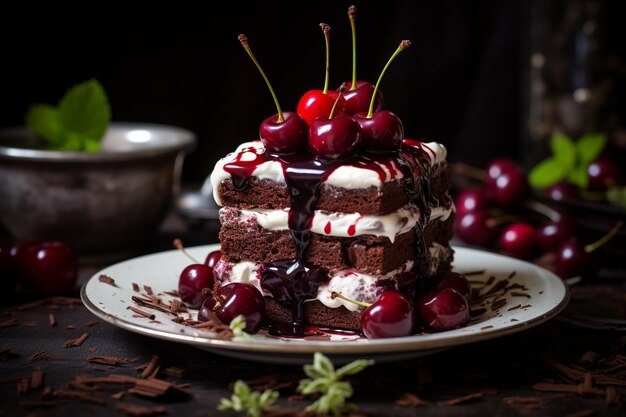 Heavenly Layers CloseUp Delight of Vibrant Black Forest Cake