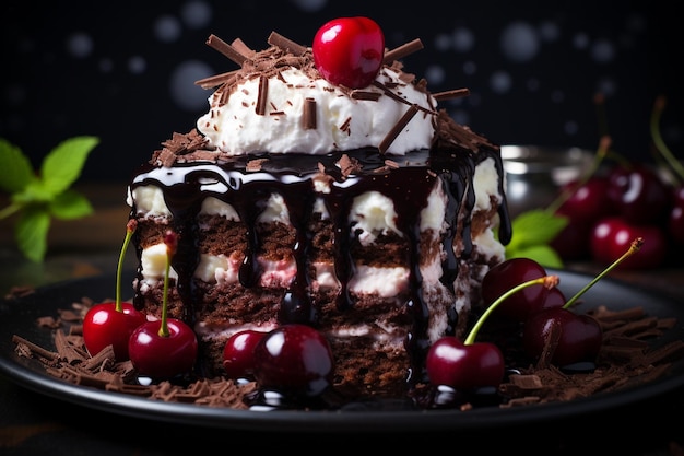 Heavenly Layers CloseUp Delight of Vibrant Black Forest Cake