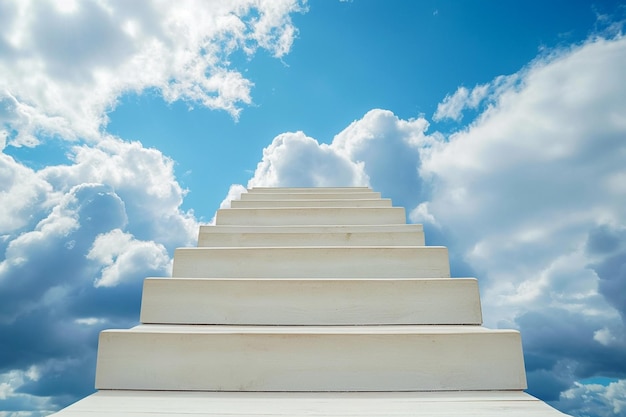 Photo heavenly progression white ladder implies success against the sky backdrop