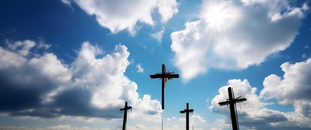 Heavenly Serenity Christian Cross Floating in Good Friday Sky