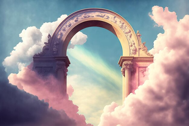 Photo heavens gate to heaven end of life stairway to heaven religious background generative ai illustration