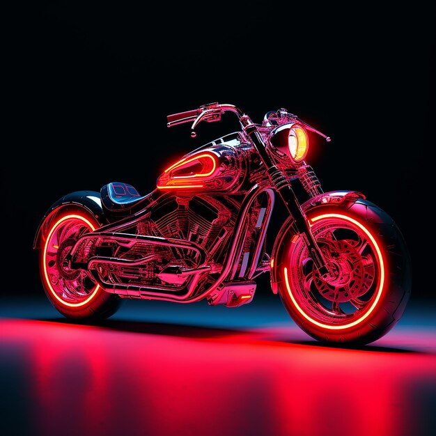 Photo heavy bike hologram red neon