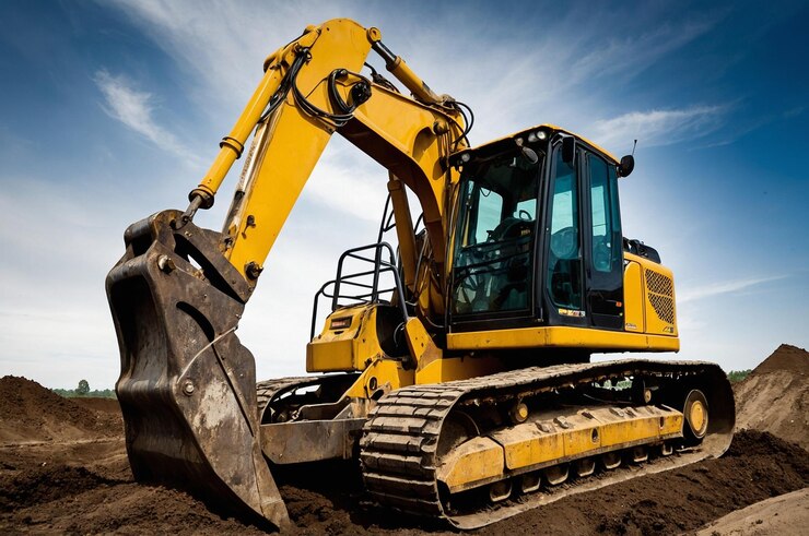 Photo heavy duty machinery with front shovel for earth moving