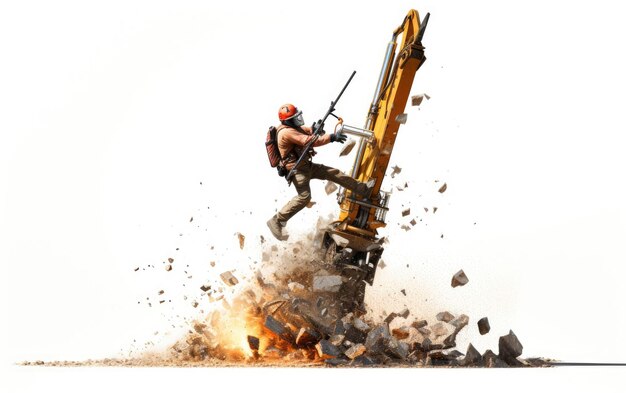 Photo heavy equipment at work on white background