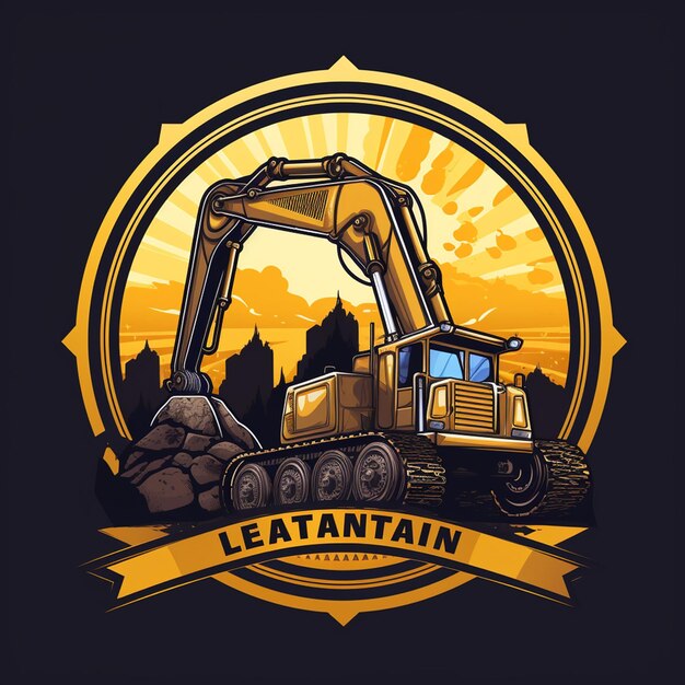 Photo heavy excavator ilustator logo design