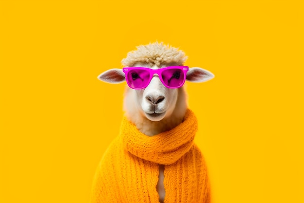 Heavy funny sheep anthropomorphic bright colors generative ai