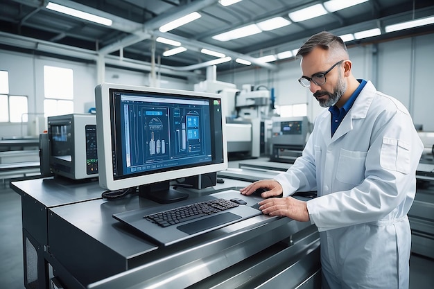 Heavy Industry Manufacturing Factory Scientist in Sterile Coverall Walking