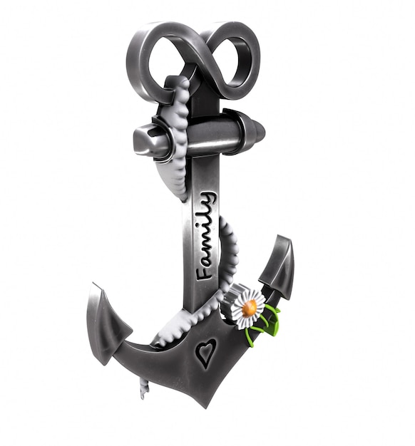 Photo heavy iron anchor in seafaring 3d rendering