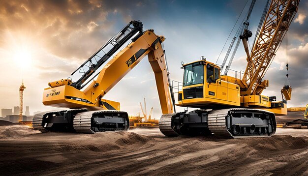 Photo heavy machinery and construction cranes