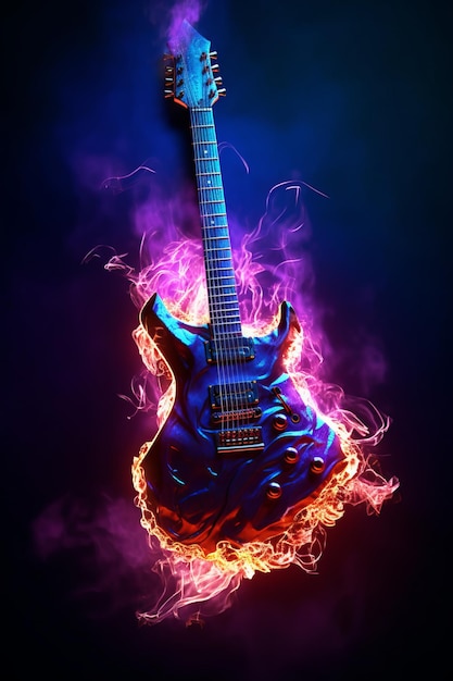 Heavy Metal Guitar on Fire