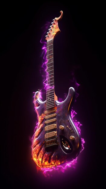 Heavy Metal Guitar on Fire