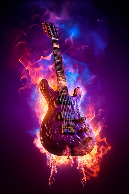 Heavy Metal Guitar on Fire