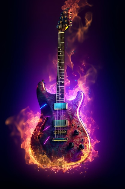 Heavy Metal Guitar on Fire