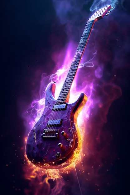 Heavy Metal Guitar on Fire