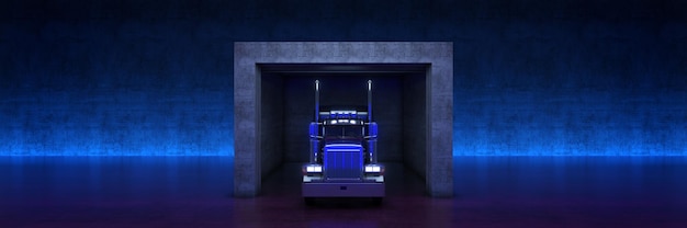 heavy truck with roll up door. 3d rendering