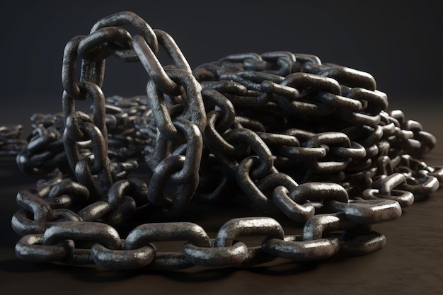 Heavyduty chains and shackles representing the strength