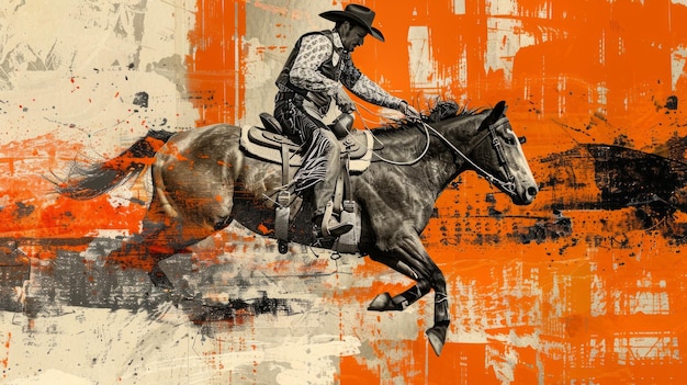 Hedendaagse kunst collage van levendige Texas Rodeo