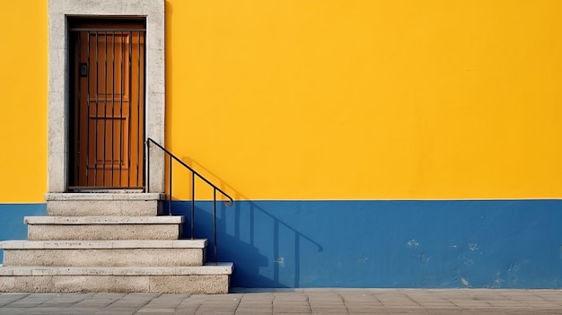 Hedendaagse lay-outsjabloon voor decoratieontwerp Gele muur met een deur stappen Sjabloonontwerp luxe stijl achtergrond