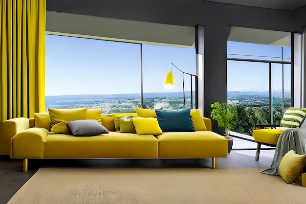 Hedendaagse residentiële woonkamer luxe modern interieur