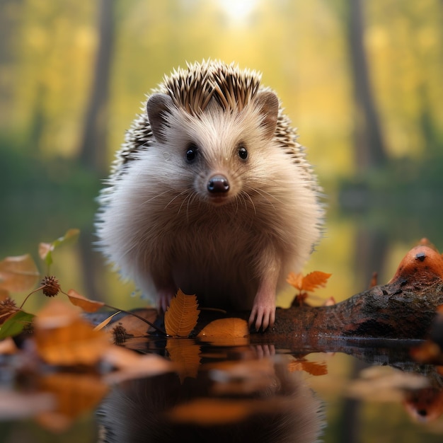 Hedgehog Erinaceus Europaeus Wild native European hedgehog Generative ai