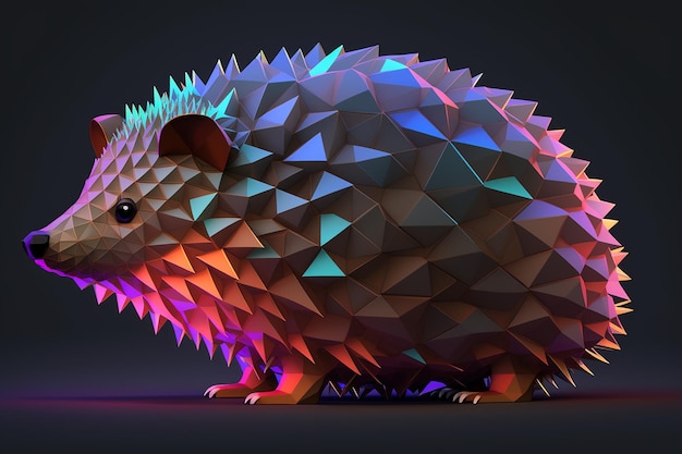 Hedgehog geomatrick lowpoly 아티스트 illustartion ai 생성 예술