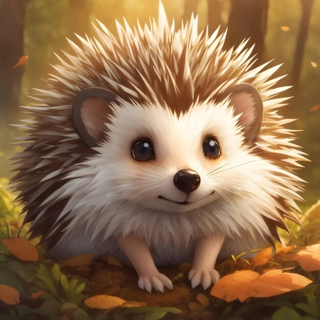 Hedgehog illustration AI Generative