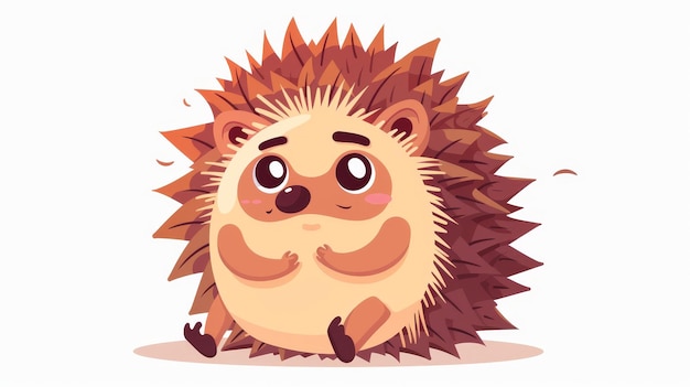 Photo the hedgehog is shivering from fear and is curled up in a spikey ball the character is hiding its face from the viewer a kawaii cute modern illustration isolated on white