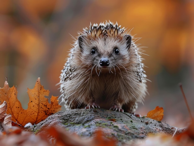 Photo a hedgehog is sitting on top of some leaves