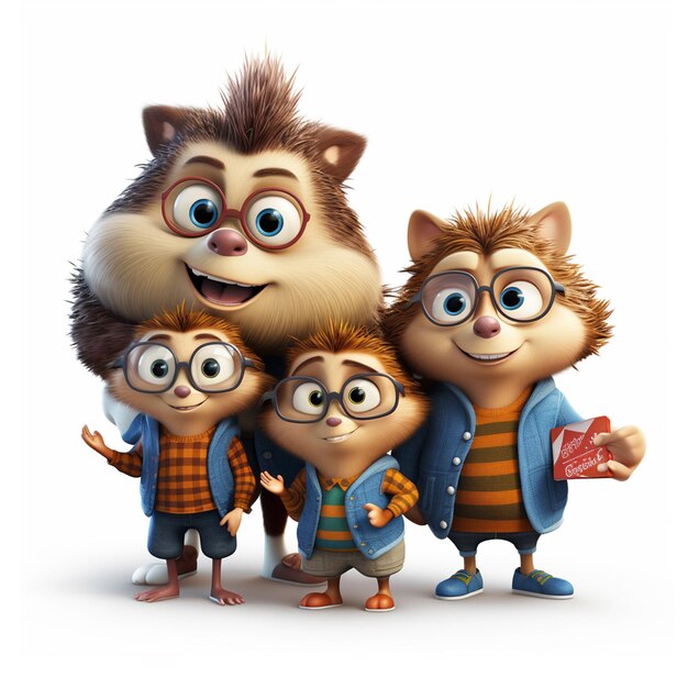 Hedgehog mascot family cute