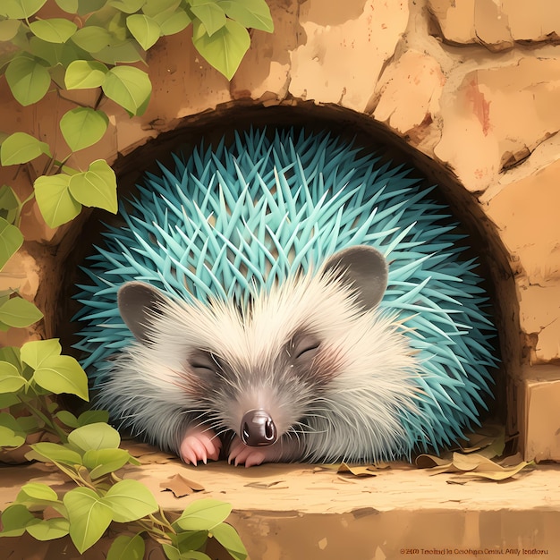 Hedgehog in a Nest CloseUp