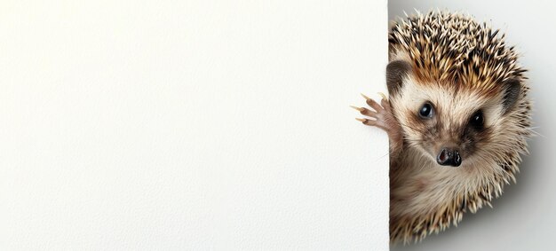 Hedgehog op een witte muur banner copyspace voor uw tekst