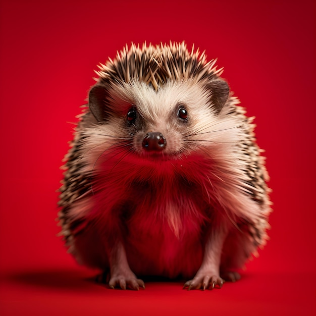 Hedgehog on the red background