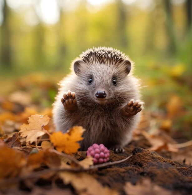 Photo hedgehog stock photo an uncoated grey hedgehog with the front