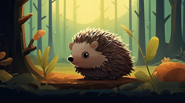 Photo hedgehog in the style of 2d game art