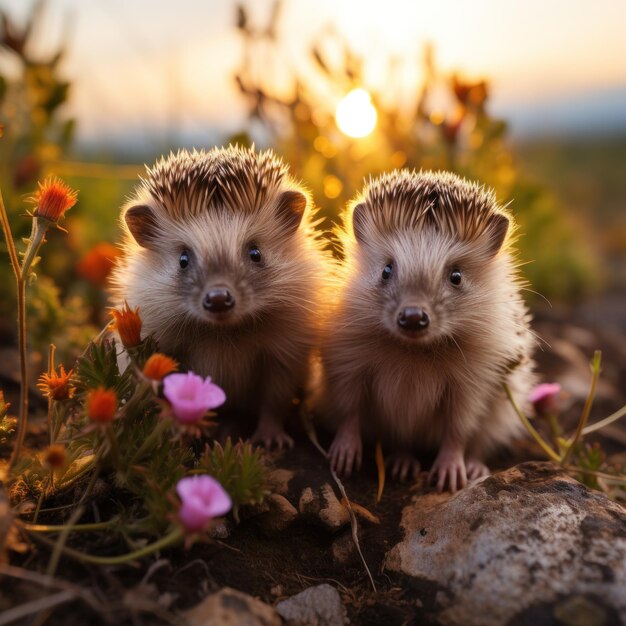 Photo hedgehog wildlife photography generative ai