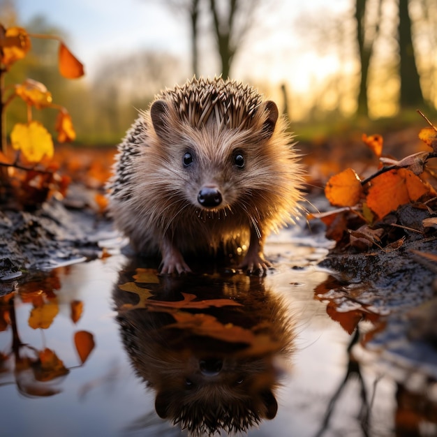 Hedgehog Wildlife Photography Generative AI