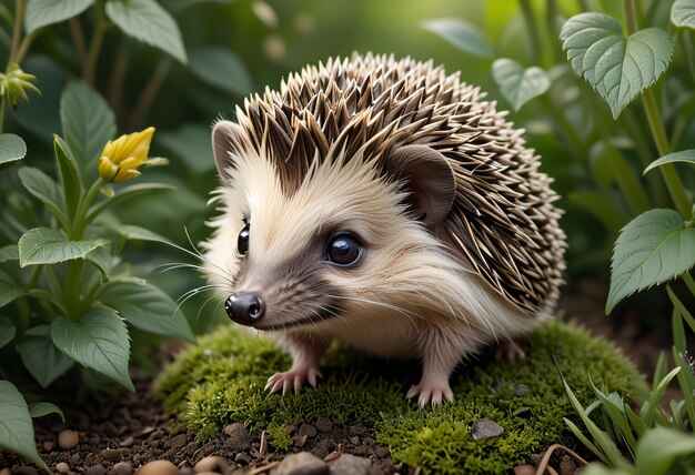 写真 エジホグは多くの種類の花と豊かな森に立っています