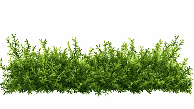 hedges and grass in front of lawn on white background