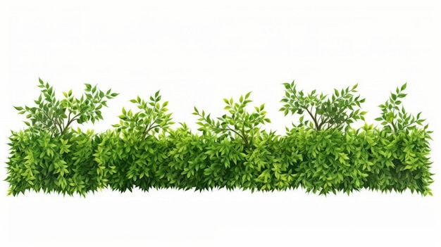 hedges and grass in front of lawn on white background