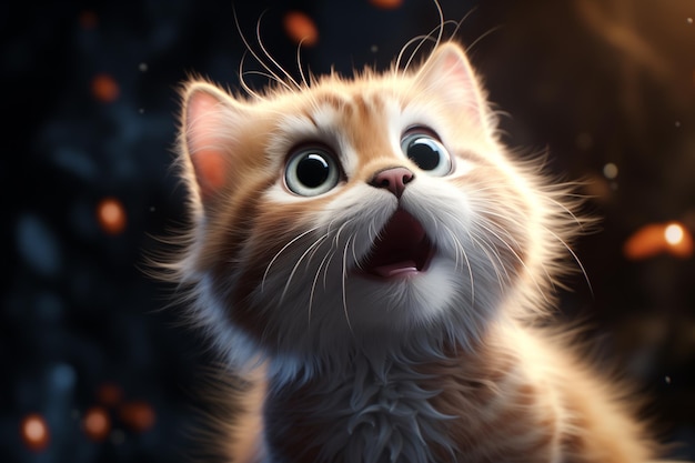 heel schattige cartoon kat met grote ogen