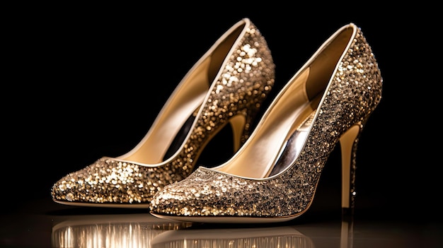 Heels light gold glitter