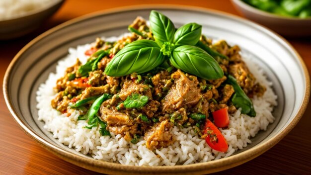 Heerlijk Aziatisch gerecht met rijstvlees en groenten.